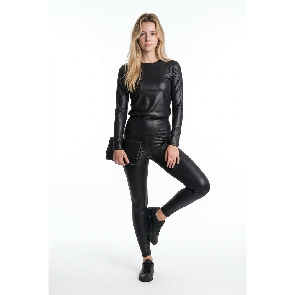 Spanx NWT Faux Leather Leggings Very Black High Waisted Slimming  Womens Large